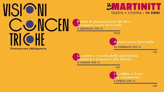 È di nuovo tempo di VISIONI CONCENTRICHE. Dal 17 gennaio, il professor Gaetano Cotena terrà quattro conferenze di psicologia sull’IO al Teatro Martinitt di Milano.